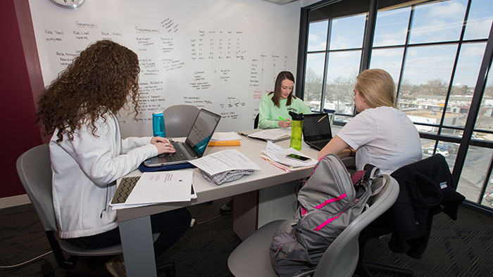 Students in group study session.